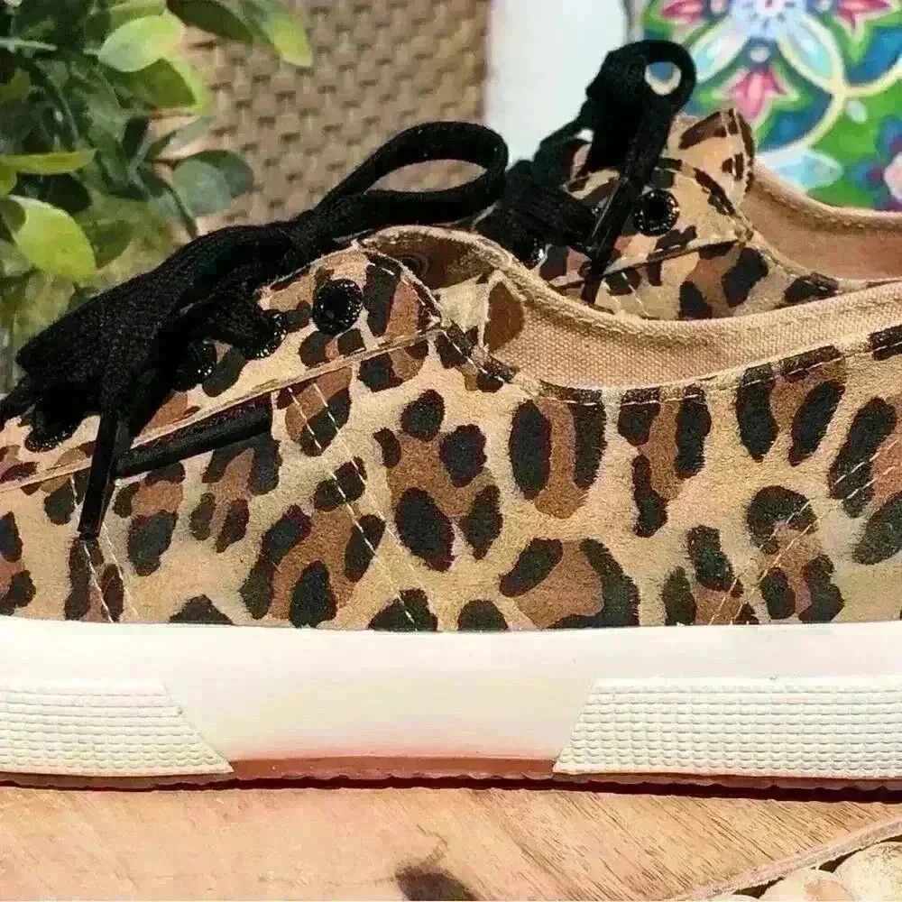 Superga Leopard Print Black Laced Low Top Sneaker Sz. 39.5 (8.5 USA) - Picture 6 of 10